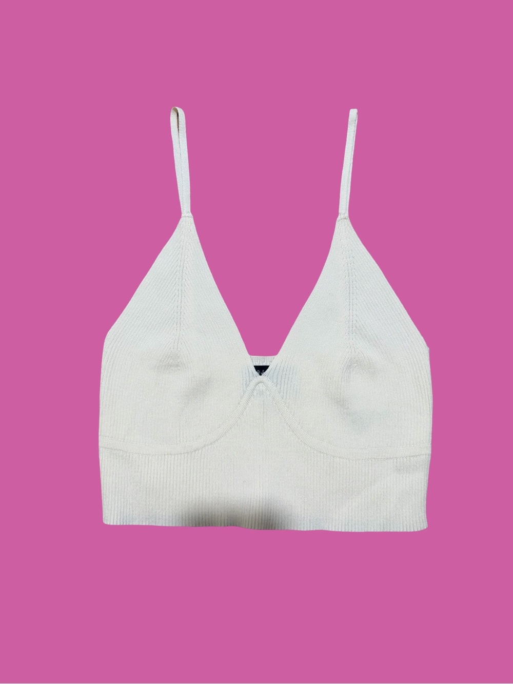 ASOS White Ribbed V-Neck Crop Bralette